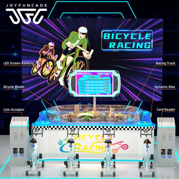 4-Player Bicycle Racing Simulator Machine Commercial Coin-Operated Interactive Sports Arcade Bicycle Racing Arcade Machine Immersive Fitness Cycling