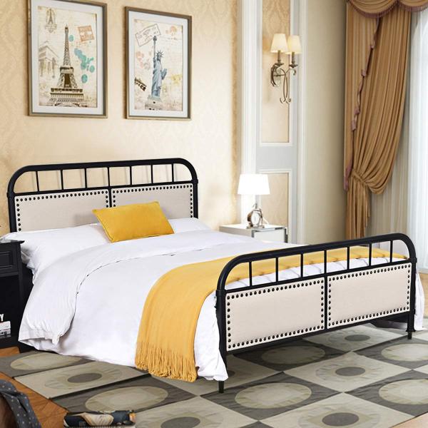 Rust Proof King Size Iron Bed Long Lasting Durability Smooth Finish Edges