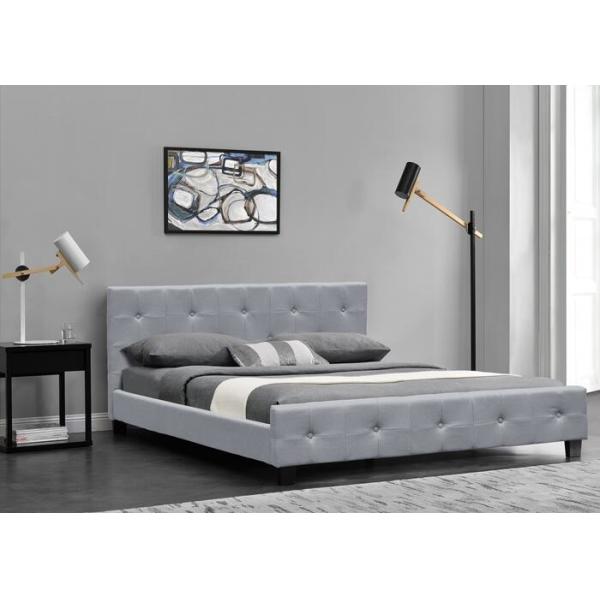 Easy Assembly King Single Upholstered Bed Light Grey Fabric Bed Frame