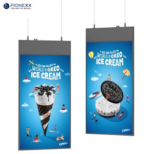 Ultra Slim Dual Sided Hanging Display 43 Inch Landscape Display 700nits+700nits