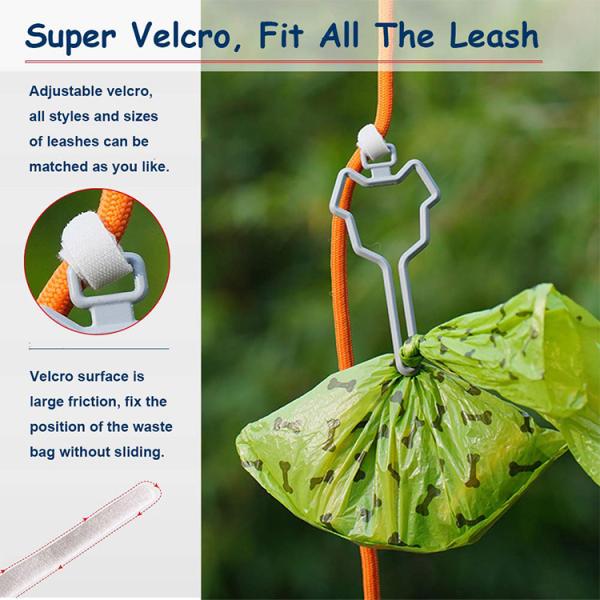 Easy Use Hand Free Dog Silicone Poop Bag Carrier Dog Poop Bag Holder Suitable for All Leashes with Touch Fasteners Attachment