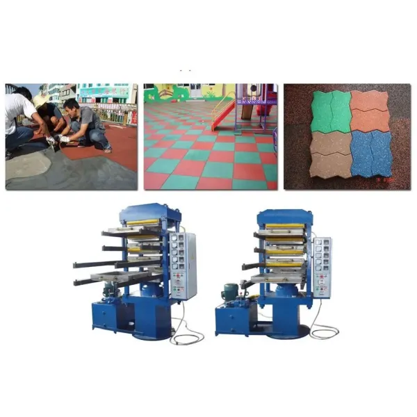 Rubber Interlocking Tiles Vulcanization Press Machine operational view