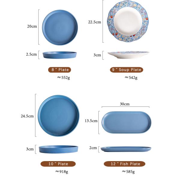 6-Person Bohemian Tableware Set With Ceramic Dinner Plates Bowls And Charger Plates