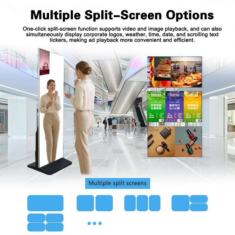 43 Inch Mirror Digital Display with Thermal Camera and PCAP Touch Screen Kiosk