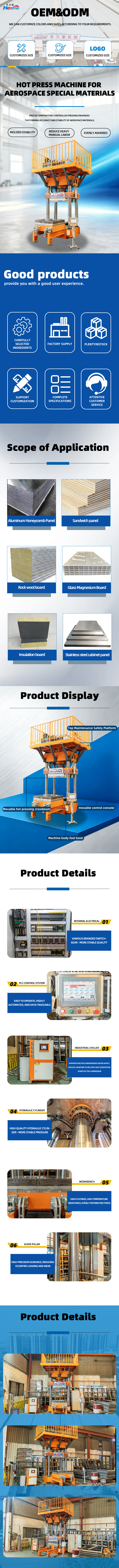 315 Tons Maximum Pressure Hot Press Machine with Adjustable Temperature up to 500°C and High Temperature Hydraulic System for Aerospace Composite