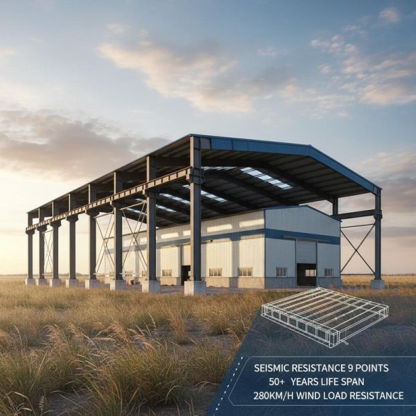 Heavy Duty Steel Structure with 50 Tons Load Capacity, Solid H-Shape Steel Beam Main Frame, and Corrosion Resistant Coating