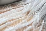 Embroidery Floral White Tulle Lace Fabric For Dress Clothing / Scarf / Curtain