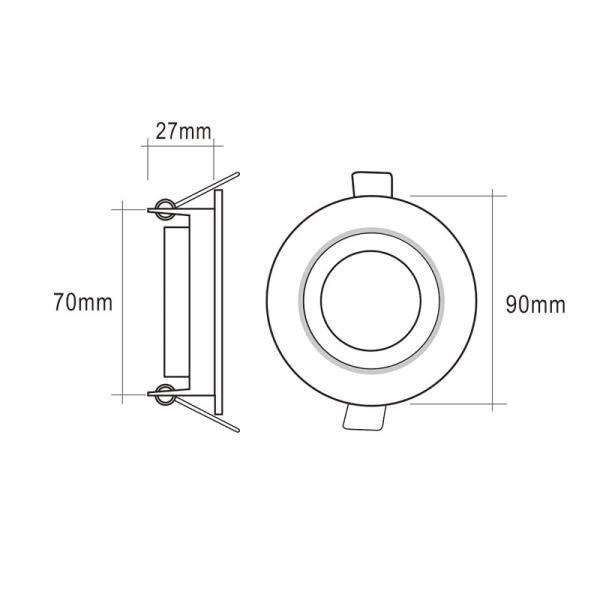 OD90 IP65 Aluminum Ceiling Downlight Recessed Lighting Trim