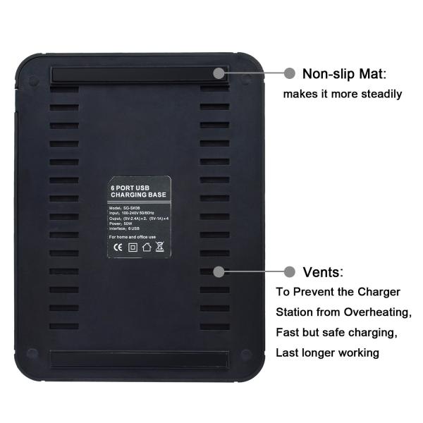 Multi Device 6 Port 5.0v 8.8a Usb Charging Station Apple Android Ipad Iwatch Use