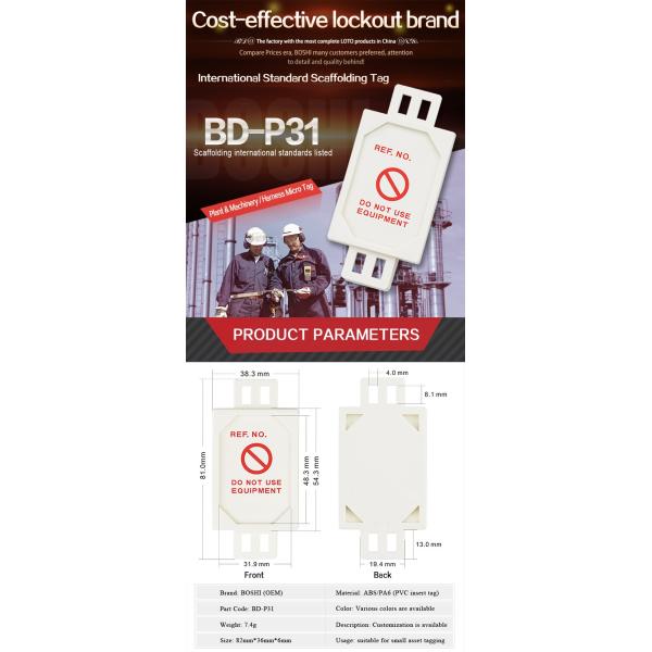 BD-P31 Safety Tagout Plant Machinery Harness Micro Tag, lockout tagout equipment