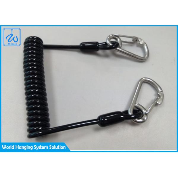 Professional Adjustable Retractable Safety Plastic Coated Spring Steel Coiled Tool Lanyard