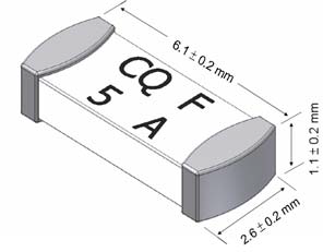 CQ24LF 001 6.1x2.6mm Fast Acting Surface Mount Fuse 2410 350V 1A With Silver Plating Interrupting Capacity 100A