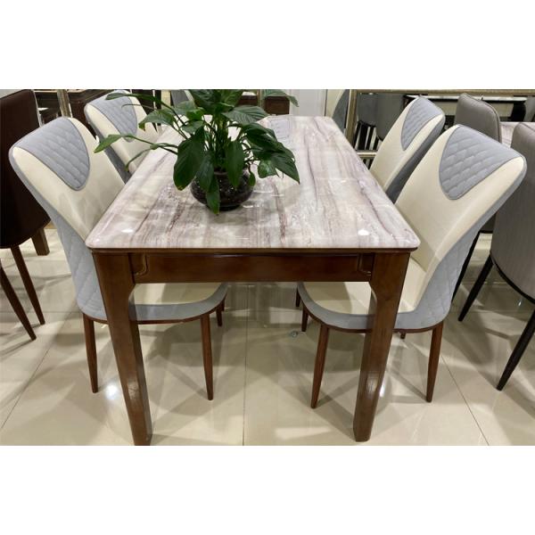 Simple Assembly Stone Wood Coffee Table , Stylish Dining Room Table Sets