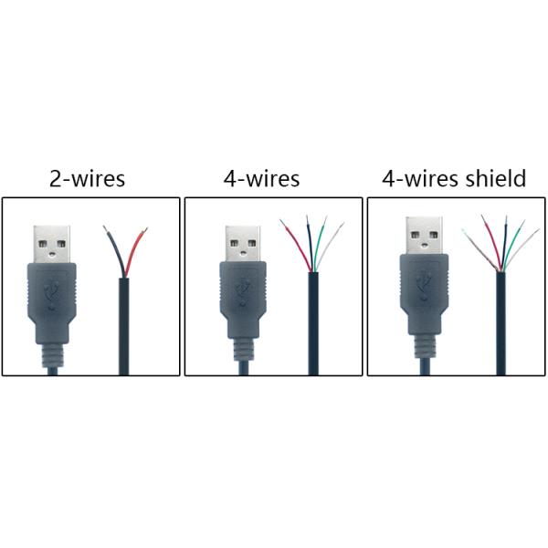 5V USB to Open Stripped Tinned Bare Wires End Pigtail Power Charger Cable for LED Strip Light Lamp