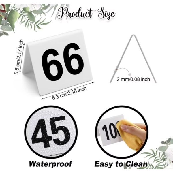 1-100 Custom Wedding Table Number Card Durable Waterproof Reversed Table Serial Sign