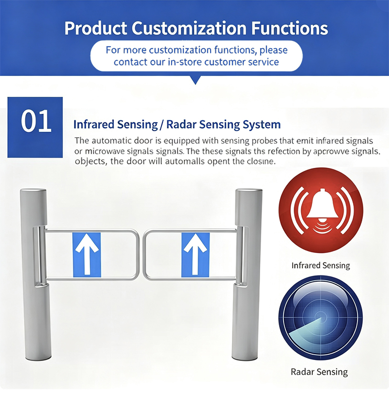 Automatic Supermarket Swing Turnstile Gate with Sensor Detection and Access Control Solution