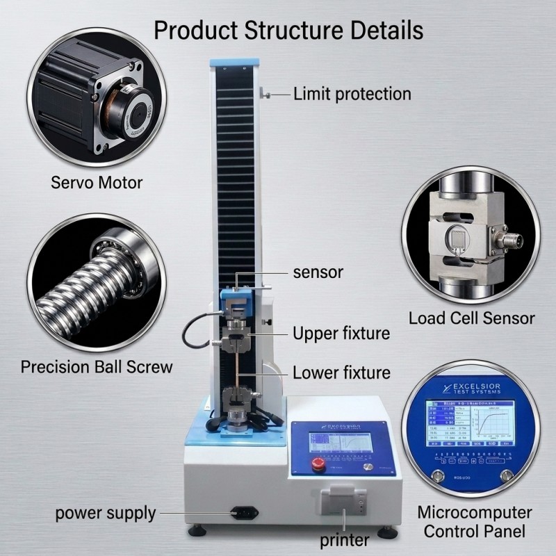 Computerized Electronic Single Column Tensile Strength Testing Machine Peel Tear Compression Strength Universal Tensile Machine