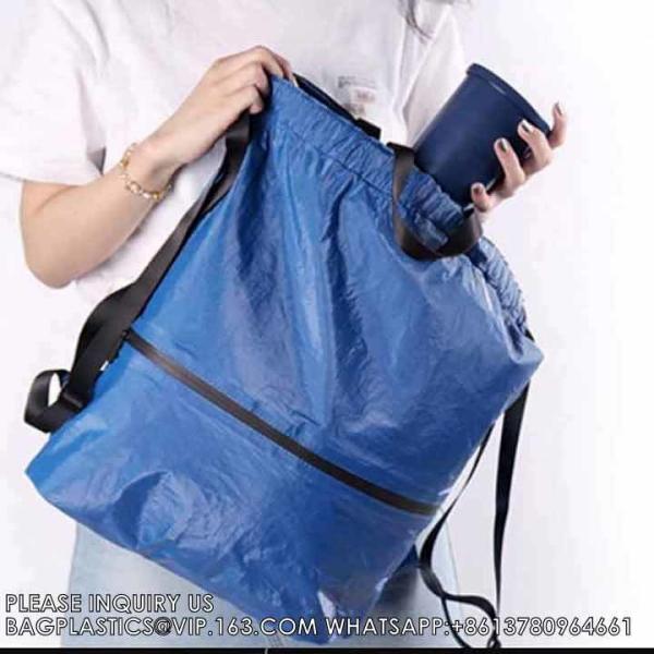 Wholesale Tyvek Waterproof Gym Bag Sports Soccer Drawstring Backpack Shopping bag, Promotional bag, Gift bag, Packing
