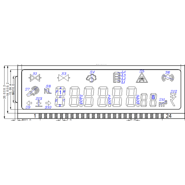 Cheap Customized Size 7 Segment 8 Digit Reflective Positive Stn Lcd Display Screen For Gas Meter