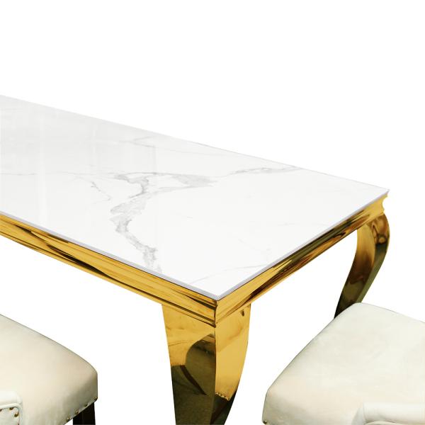 Metal Golden Luxury Modern Dining Table Set Elegant Multi Function