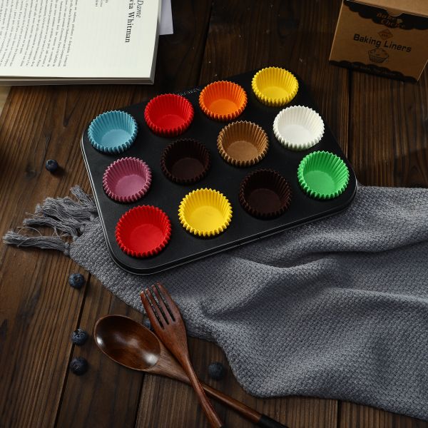 Food Grade Greaseproof Muffin Liners Disposable Non Stick Baking Paper Cups Cupcake Wrappers for Home Bakery Party Dessert