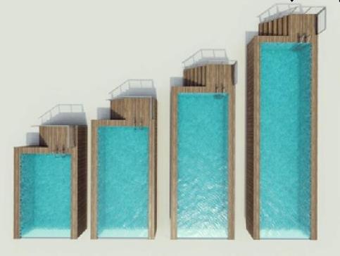 Modular Prefab Luxury Swimming Pool with Acrylic Panel Window and Mosaic Pattern Panels