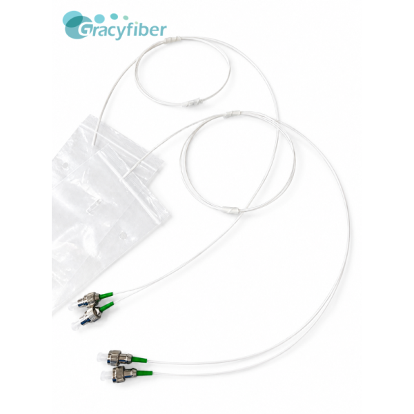 2CH SMFA Fiber Array，2CH Single Mode Fiber Array，2CH MFD Conversion Fiber Array | 250μm Pitch, 0° Angle | Nufern UHNA7 to G657A2 Spliced | FC/APC, Low