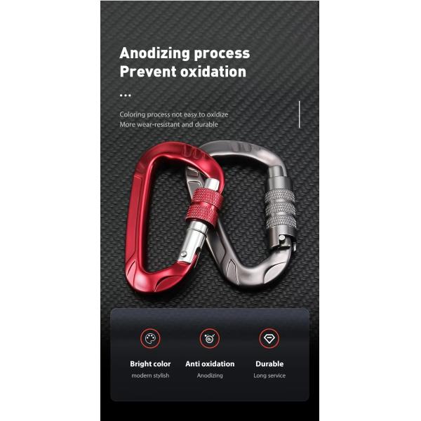 Heavy Industry 12kN Aluminum Snap Hook for Hammock Locking Carabiner Climbing Clips