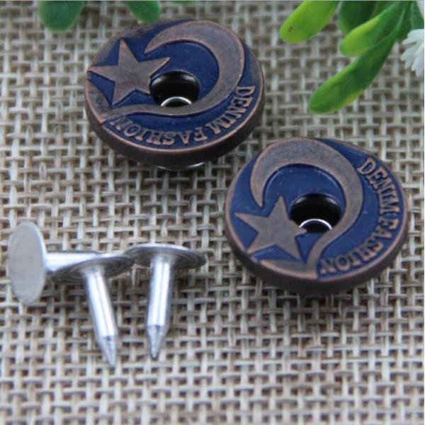 Custom hot sale gold color five-pointed star alloy 17 mm denim snap button for clothing