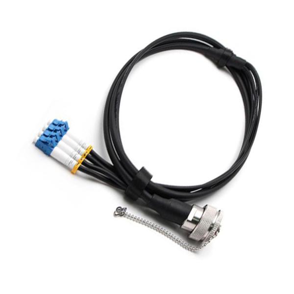 Duplex Outdoor Fiber Optic Patch Cable With IP67 Military Grade ODC Type (Plug) to LC UPC SM 9-125 Bare Fiber