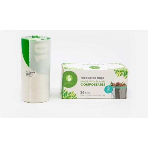 Green Garbage Cornstarch Bags Compostable Kitchen Food Waste Bags, compostable bioplastic trash bag food grade