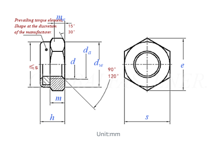 DIN985 Prevailing Torque Hexagon Thin Nuts With Non Metallic Insert Class 4 5 8
