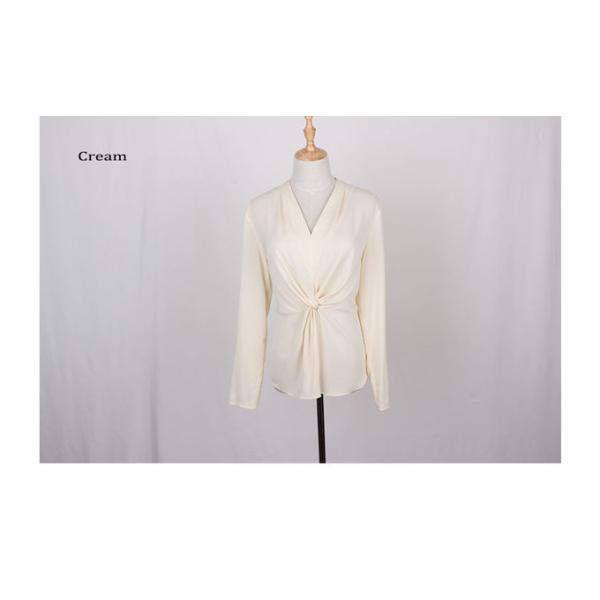 Solid color Polyester Dobby Long Sleeve Women Blouse