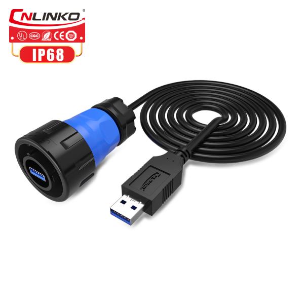 Cnlinko Connector Supplier YM24 USB 3.0 Panel Mount Data Connector IP67 Waterproof USB Connector