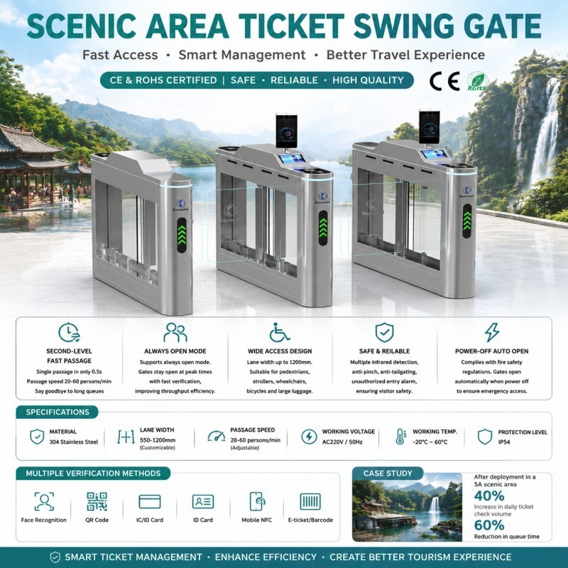 Office Building Entrance Access Control Swing Gate Turnstile