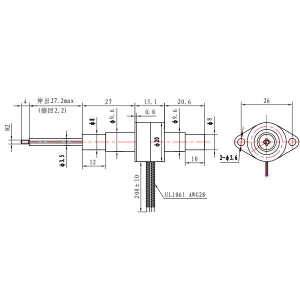 Casun PM Stepper Motor dimensional diagram and specifications