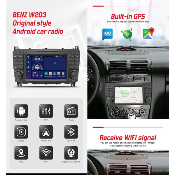 Benz W203 OEM Android Car Audio 2 DIN With LCD 7" 1024*600 Screen