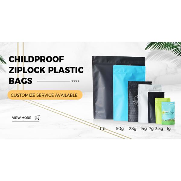 Customizable Matte Black Childproof Mylar Pouches with Clear Window