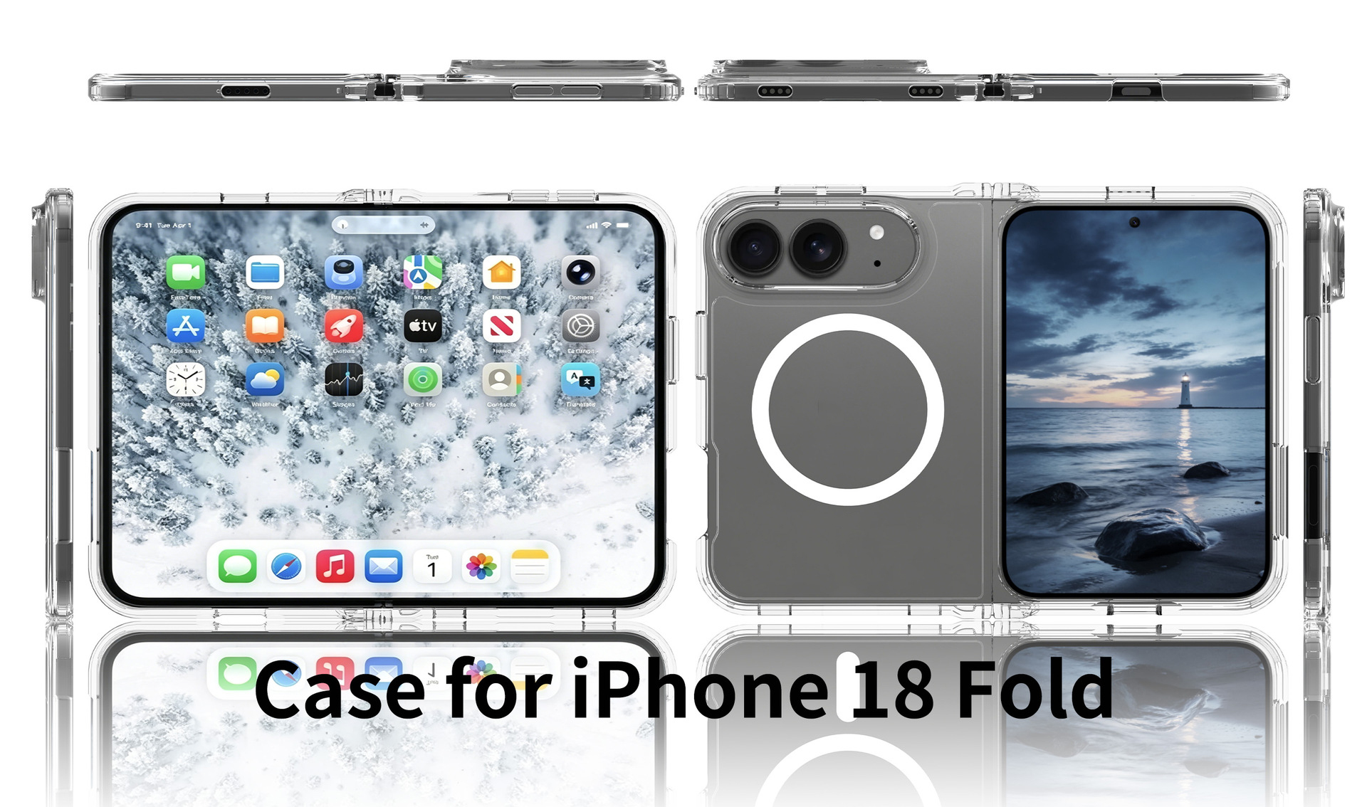 Laudtec Hard Pc Clear Phone Cases Shockproof Mobile Case Strong Magnetic Lightweight Custom Logo Oem for Iphone 18 Fold Sjk1119