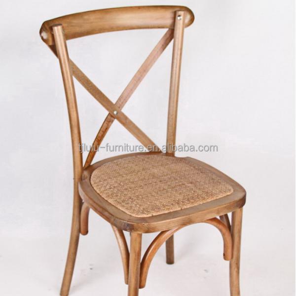 Customized Designs Nordic Modern Rattan Cross Back Stackable Solid Wood Banquet Wedding Wooden Chair OEM Service Accepted