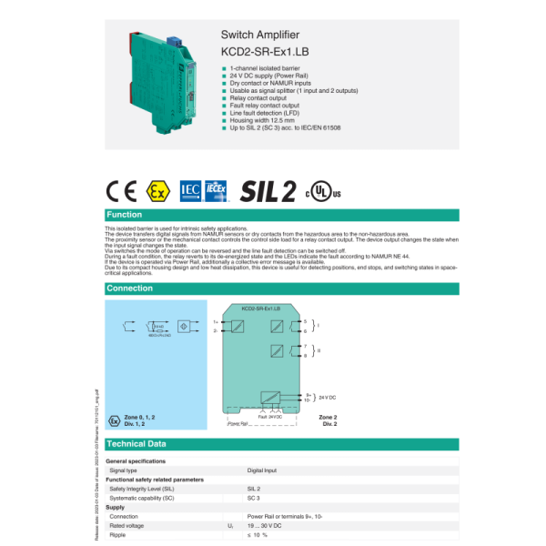 PEPPERL+FUCHS Isolated Barrier Switch Amplifier KCD2-SR-Ex1.LB
