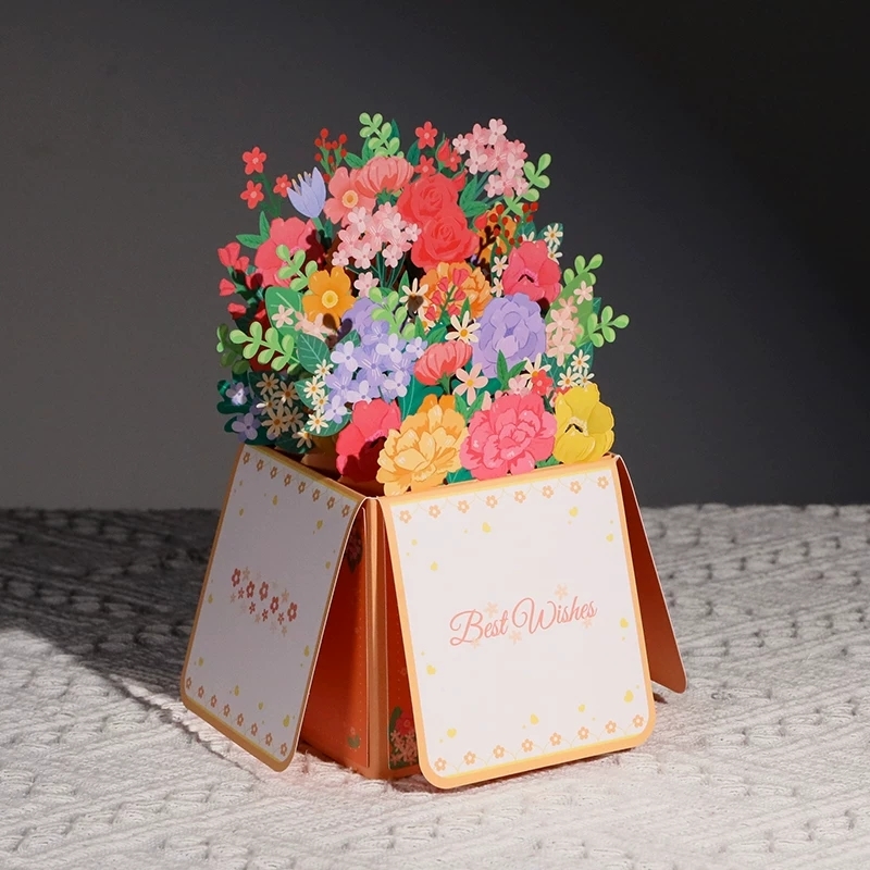 3D Pop-Up Birthday Greeting Card Box With Multi-Layer Die-Cut Design