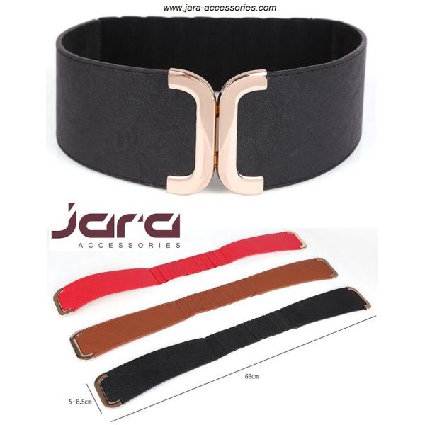 2.3cm Width Black / White Womens Stretch Belts With Antic Silver Ring And PU Part