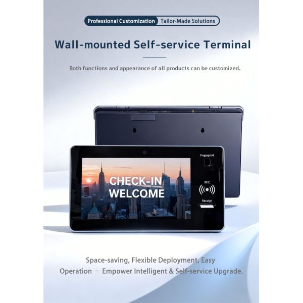 MJK 21.5 Inch Wall-Mounted Self Service Kiosk Touch Screen Terminal with Printer Digital Signage and Displays
