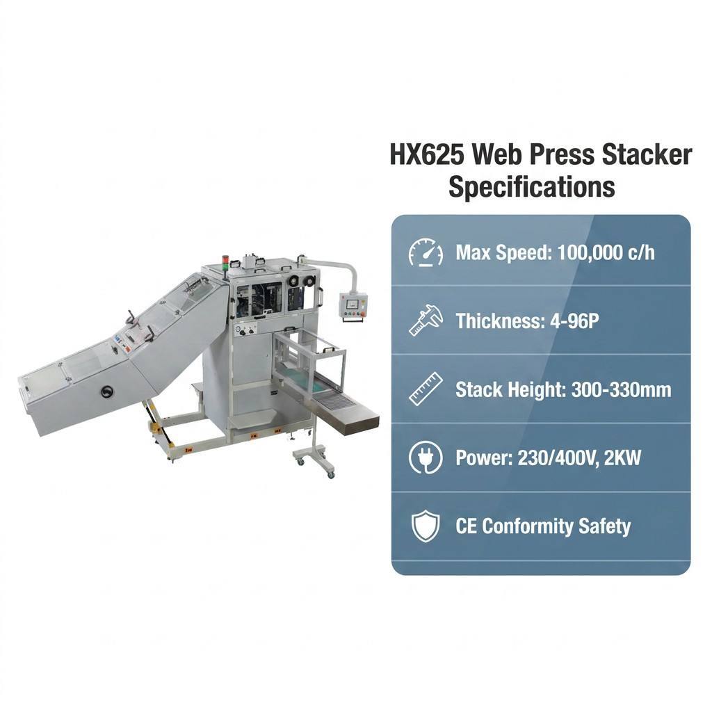 HX625 Web Press Stacker eveloped for newspaper factories to improve stacking and palletizing efficiency