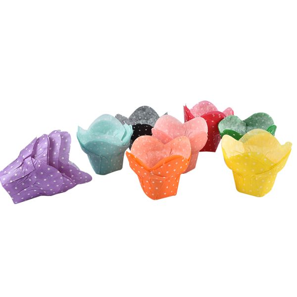 Bulk Lotus Muffin Paper Liners polka dots Non Greasy Oven Safe Disposable Cake Holders for Home Baking Wedding