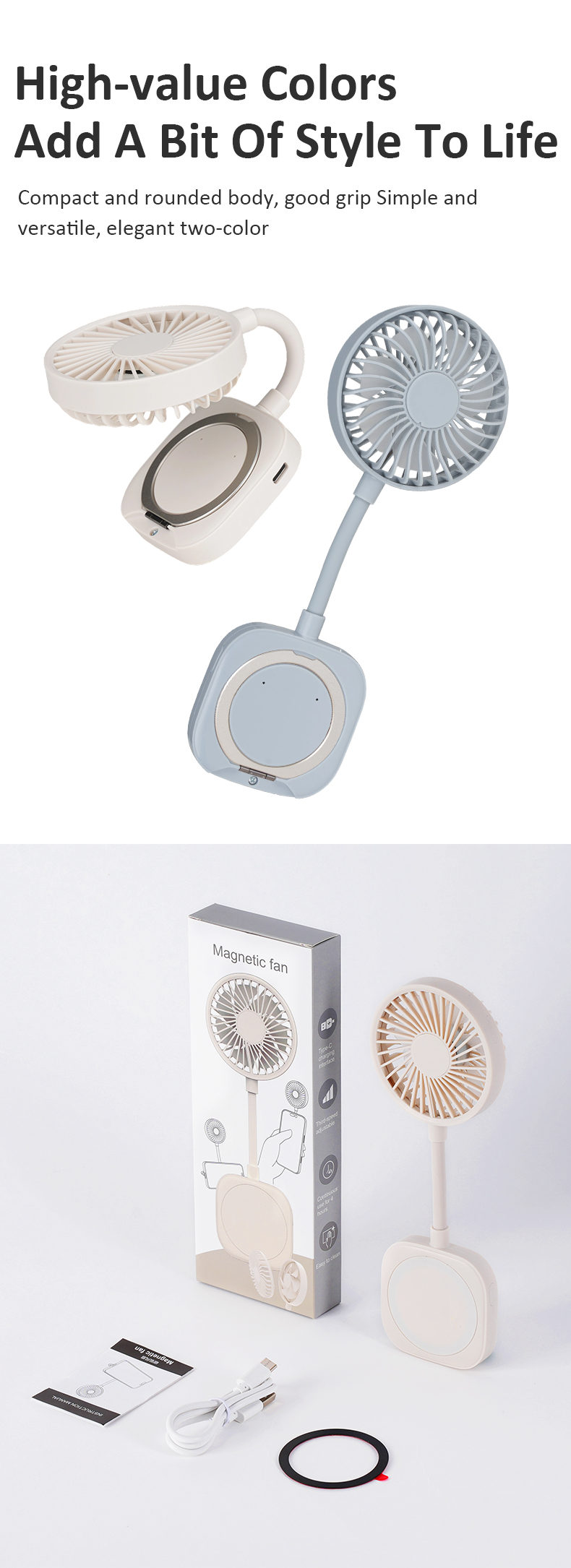 Wholesale Customizable Logo Rotatable Stand Ultra-Thin Design Base Rechargeable Stand Potable Handy Magnetic Phone Cooling Fan