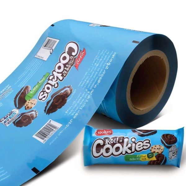 Multi color printed plastic laminated roll film custom size for condiment snack automatic packaging