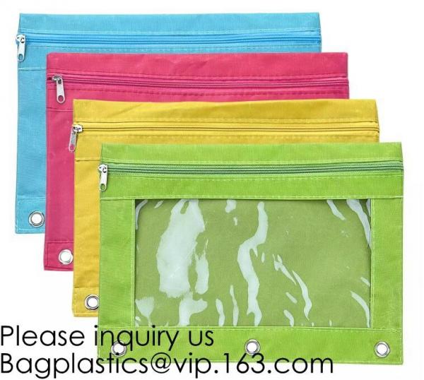 Stationery products Pencil Pouch Pvc Portable Pencil Case For Students,3 Ring Binder Zippered Pencil Pouches with Clear