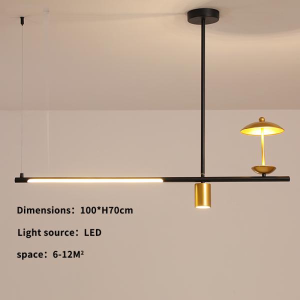 Black Simple LED Chandelier Modern Kitchen island Long Hanging Light(WH-MI-276)